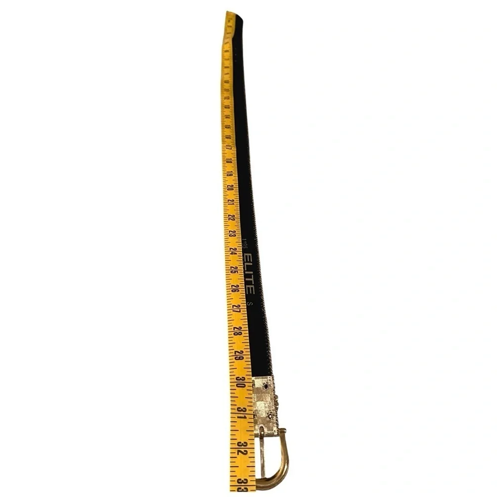 Elite Accessories gold vintage metallic checkerboard belt, size S.